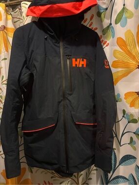 Helly Hansen Navy Ski Jacket with Orange Accents
